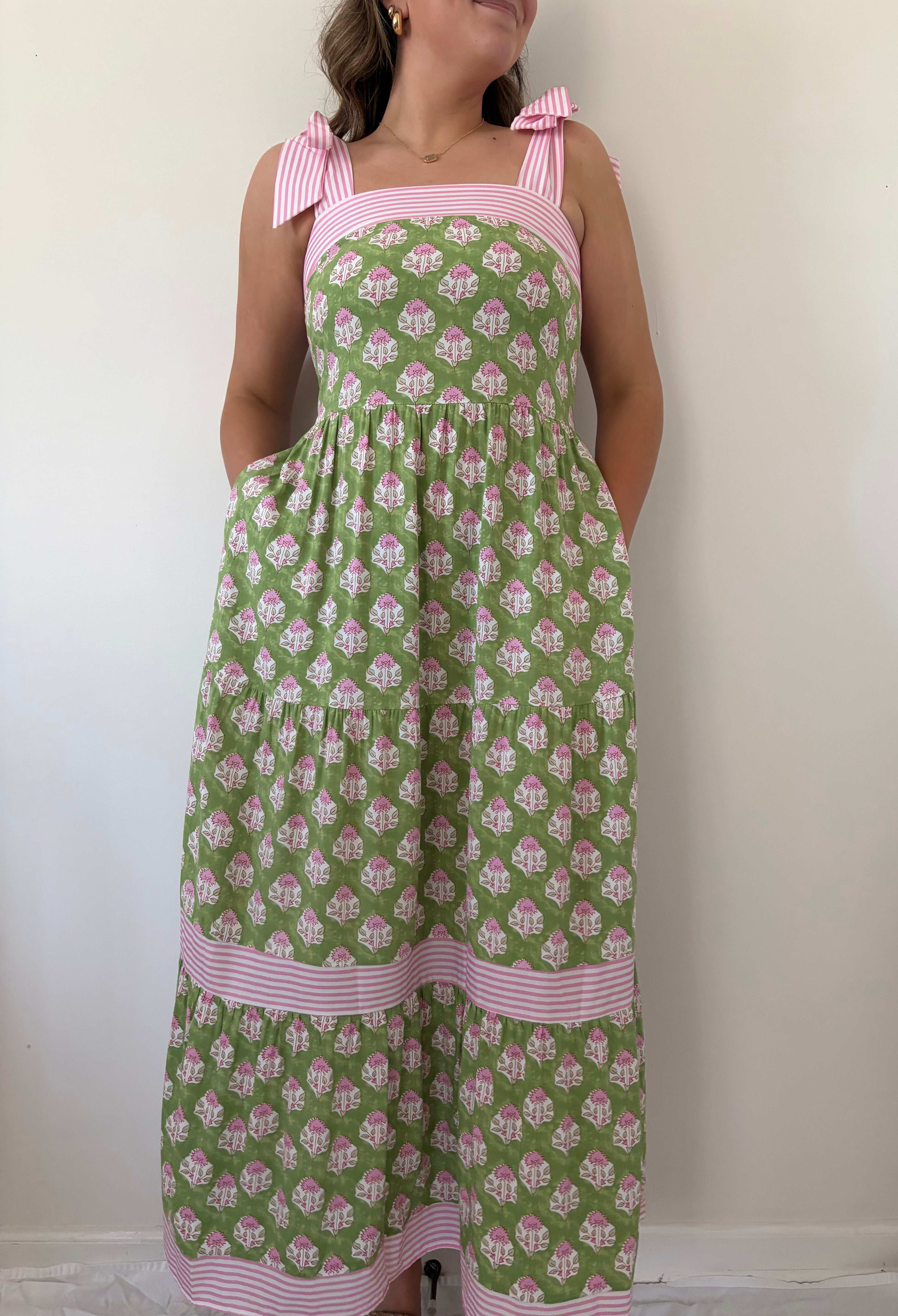 Pink + Green Floral Dress